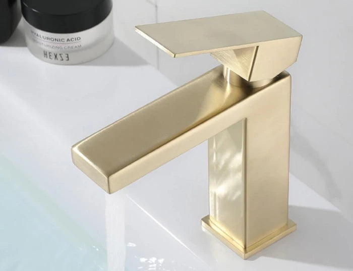 stainless steel brushed Gold bathroom Faucet Deck Mounted Basin Sink Tap Mixer Hot & Cold Water mixer Faucet