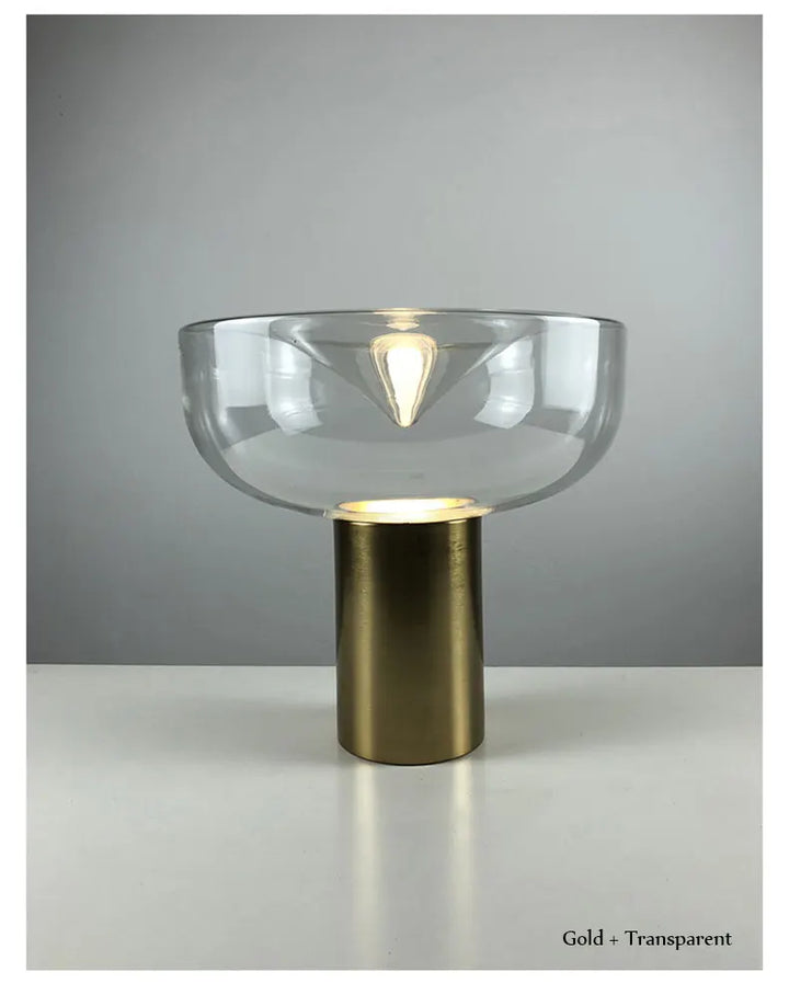 Nordic Clear Glass Table Lamp Creative Swirl Design Gold Hardware Plating Smoky Gray Bedroom Decoration LED E27 Desk Lamp