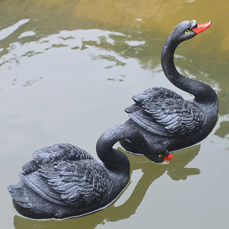Resin Floating White Black Swan Outdoor Garden Pond Fish Tank Decorative Swimming Swan Sculpture For Garden Decor Ornament