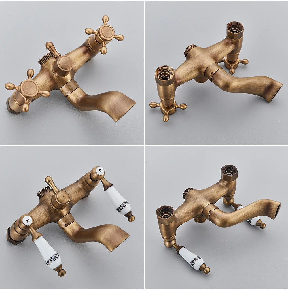 POIQIHY Golden Black Bathtub Shower Faucets Bathroom Wall Bath Shower Set Brass Mixer Tap Swivel Tub Spout Bath Shower Mixers