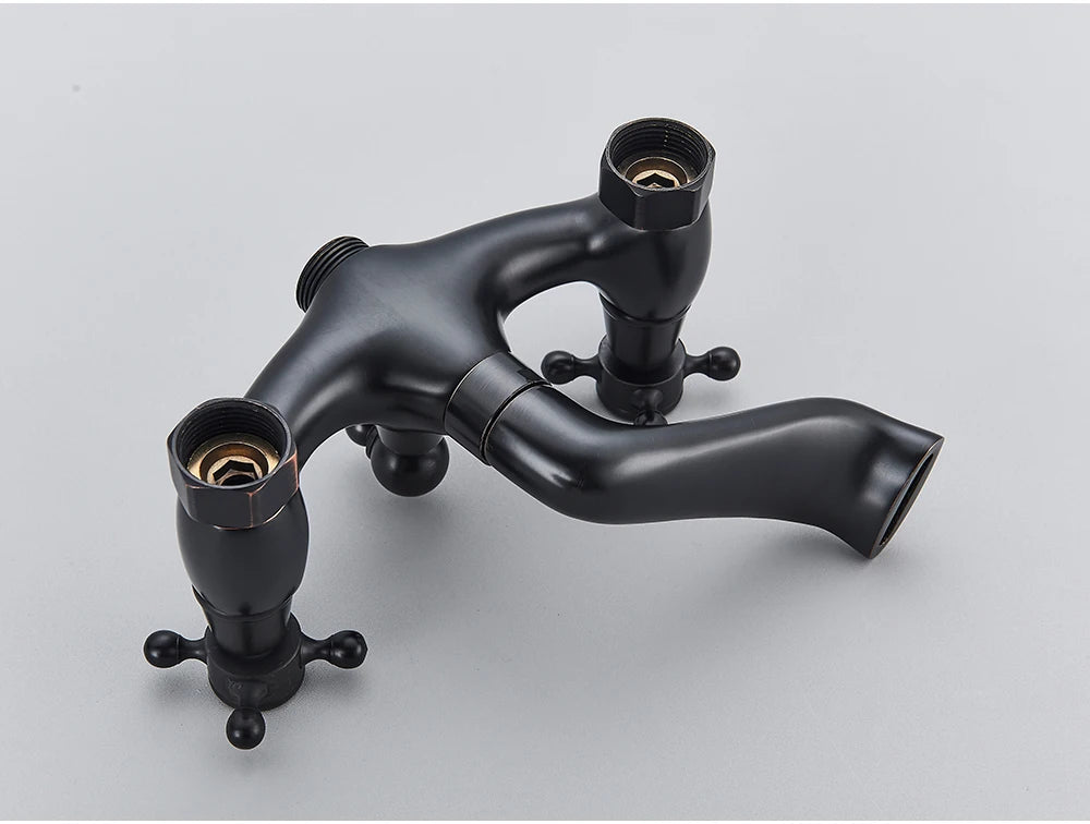 POIQIHY Golden Black Bathtub Shower Faucets Bathroom Wall Bath Shower Set Brass Mixer Tap Swivel Tub Spout Bath Shower Mixers