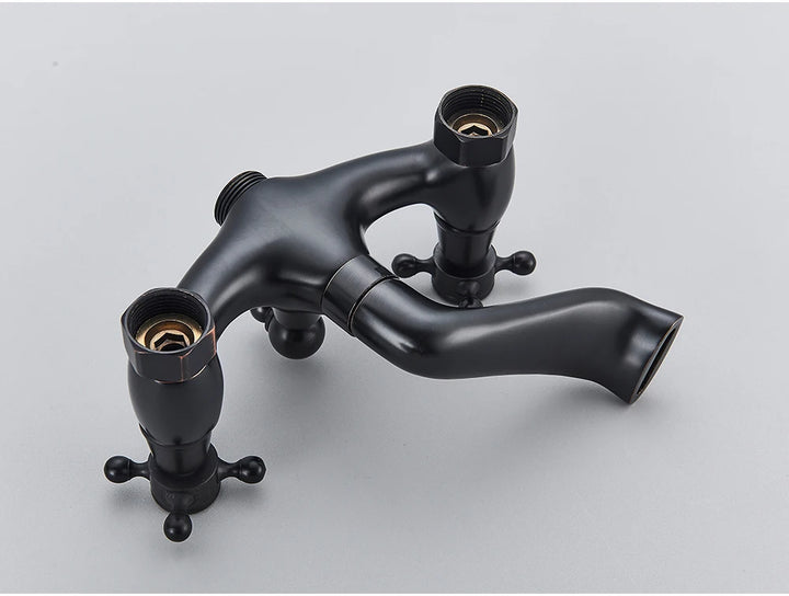 POIQIHY Golden Black Bathtub Shower Faucets Bathroom Wall Bath Shower Set Brass Mixer Tap Swivel Tub Spout Bath Shower Mixers