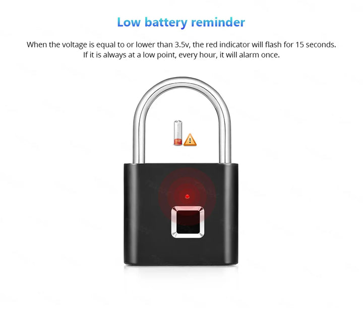 KERUI Smart Fingerprint Padlock USB Rechargeable Mini Size Finger Touch Lock for Door Cabinets Locker Bikes Door Lock