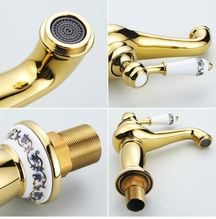 Bathroom Antique Bronze Finish Brass Basin Sink Solid Brass Faucets Single Handle Water Mixer Taps Bath Crane  ELFCT001