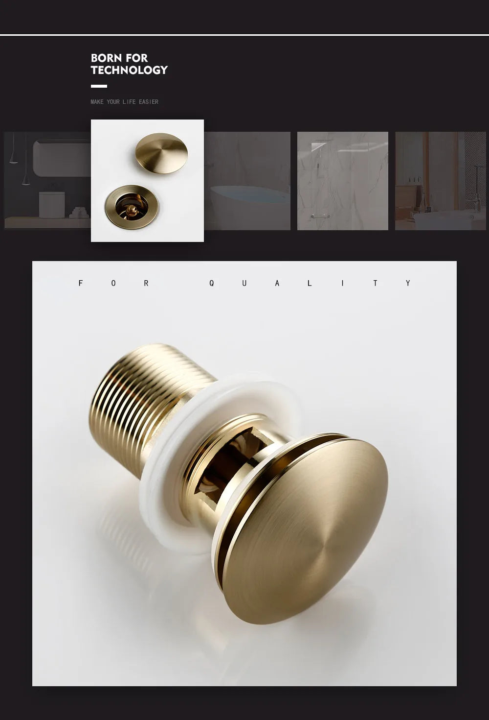 Bathroom Sink Stopper Washbasin Pop Up Drain Plug Cover Waste Pipe Drainer With Or Without Overflow For Bath Accessories