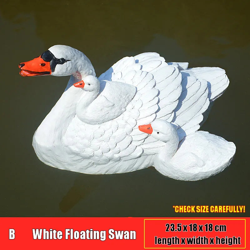 Resin Floating White Black Swan Outdoor Garden Pond Fish Tank Decorative Swimming Swan Sculpture For Garden Decor Ornament