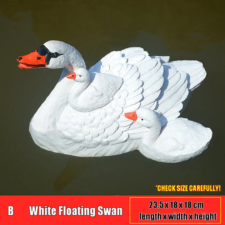 Resin Floating White Black Swan Outdoor Garden Pond Fish Tank Decorative Swimming Swan Sculpture For Garden Decor Ornament