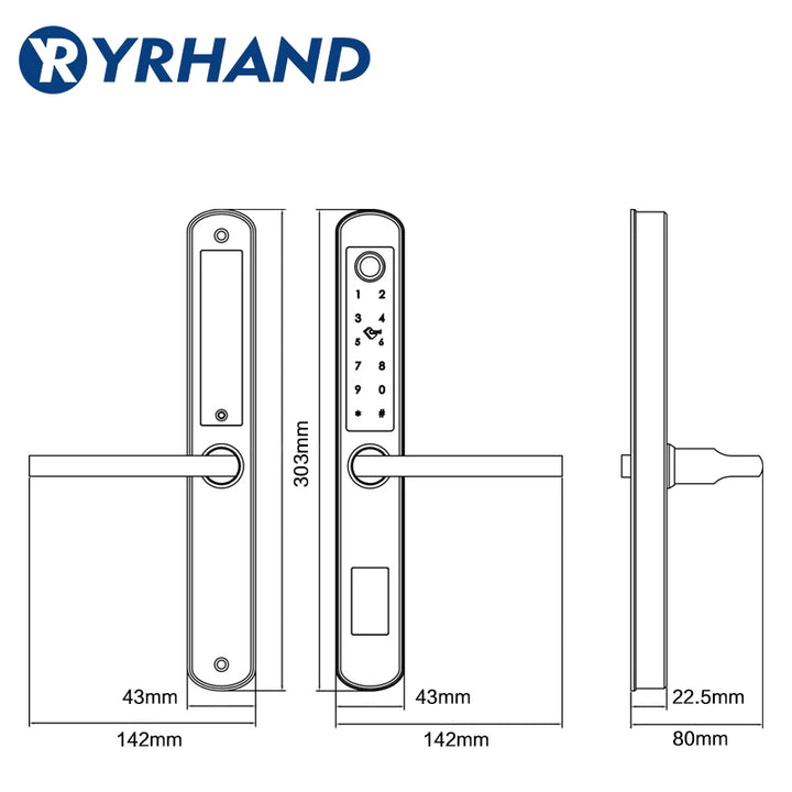 waterproof biometric fingerprint door Locks electronic Smart door lock RFID Card code lock For Aluminum Glass Door