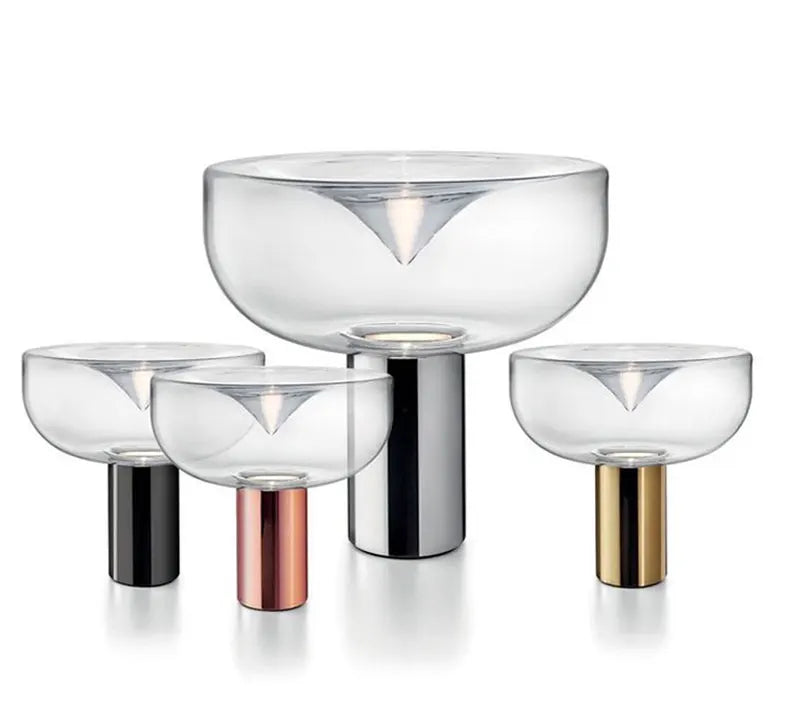 Nordic Clear Glass Table Lamp Creative Swirl Design Gold Hardware Plating Smoky Gray Bedroom Decoration LED E27 Desk Lamp