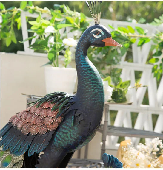 Modern Garden Decoration Peacock Statue Home Decor Metal Bird Sculpture Garden