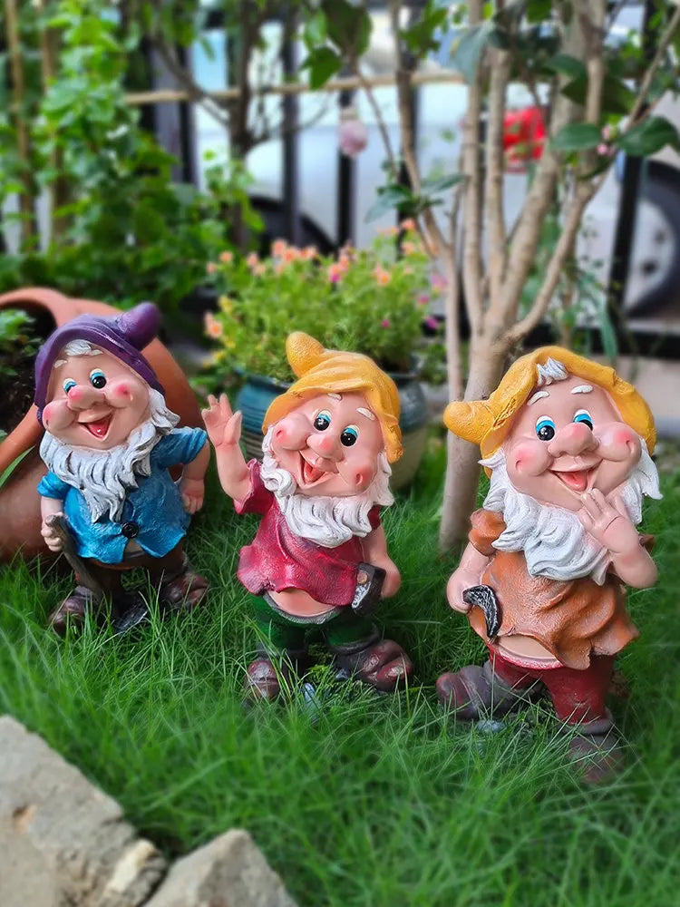 Outdoor  Resin 7 Dwarfs Landscape Terrace Yard Decoration