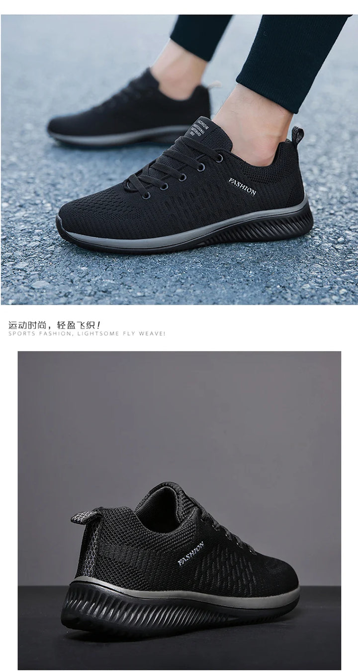Light Sports Shoes Men Women Black Knit Sneakers Big Size 48 Breathable Casual Walking Shoes Zapatillas