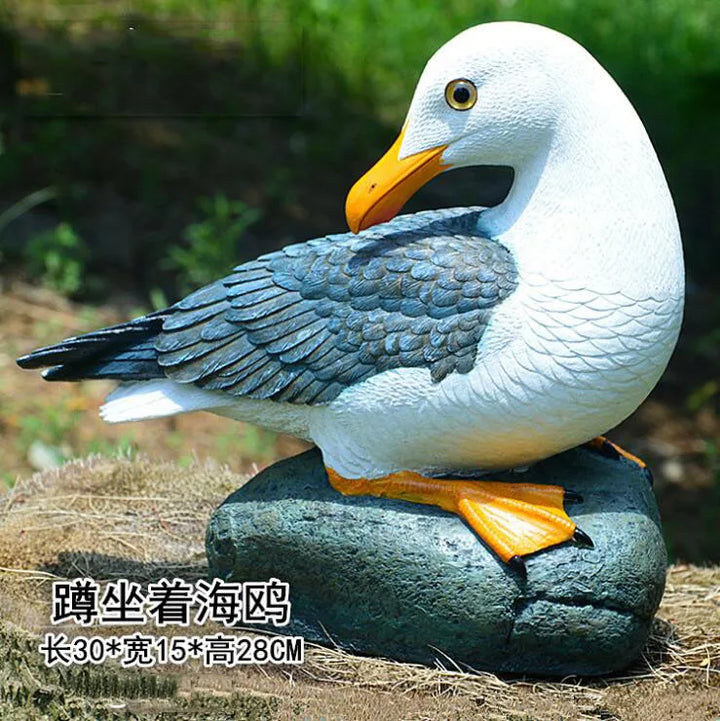 Outdoor Resin Seagull Birds Crafts Mediterranean style Ornaments Garden Simulation Animal Sculpture Accessories Decoration Art