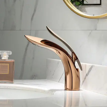 Basin Faucets Modern Rose Gold  Bathroom Faucet Waterfall Single Hole Cold and Hot Water Tap Basin Faucet Mixer Taps  XT-423