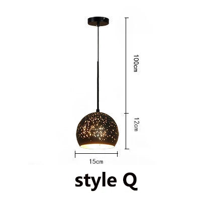 Vintage Pendant  Lamp Iron Loft Nordic Porous Retro E27 Etching Lampshade