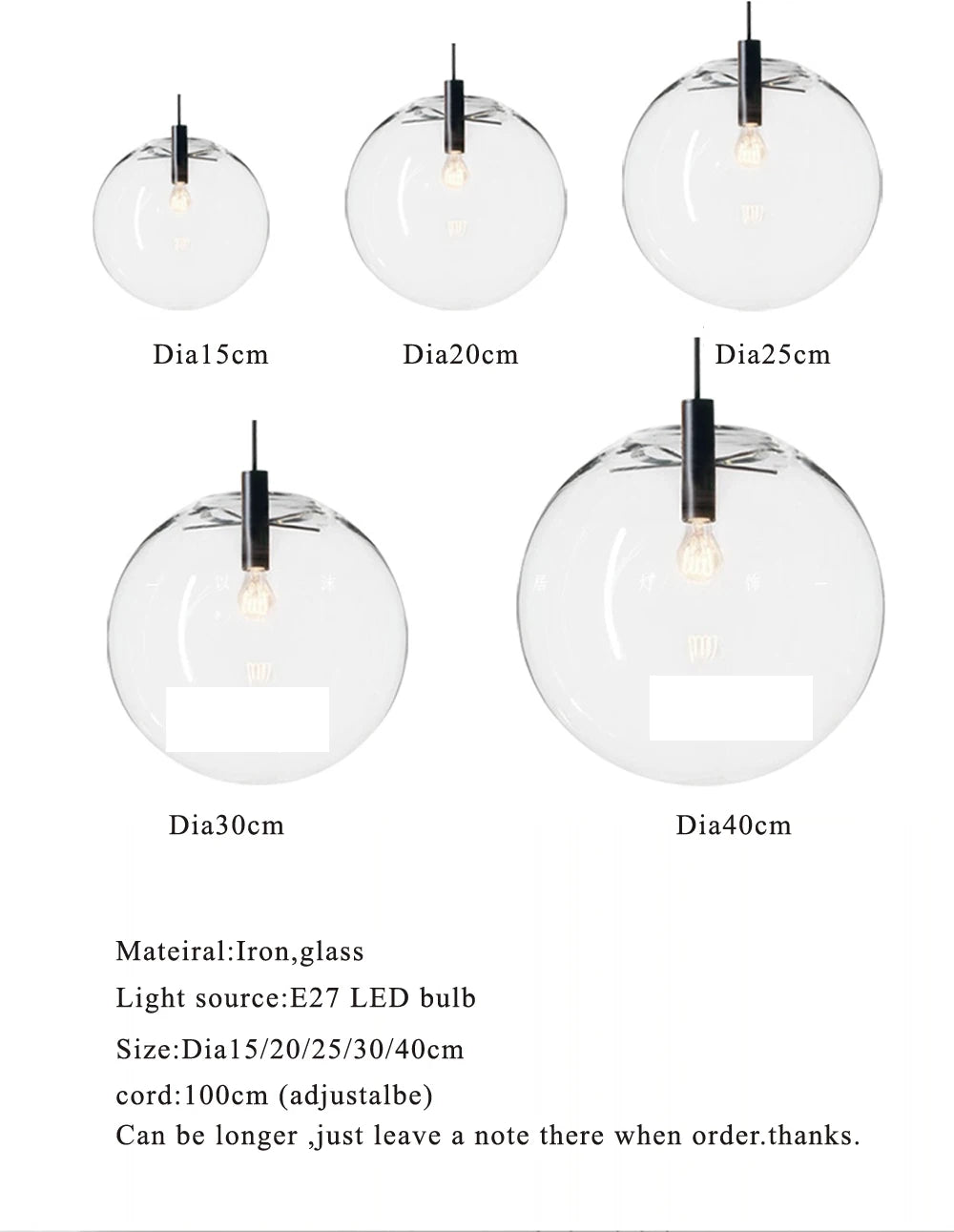 led e27 Nordic Iron Glass Bubble Minimalism LED Lamp LED Light.Pendant Lights.Pendant Lamp.