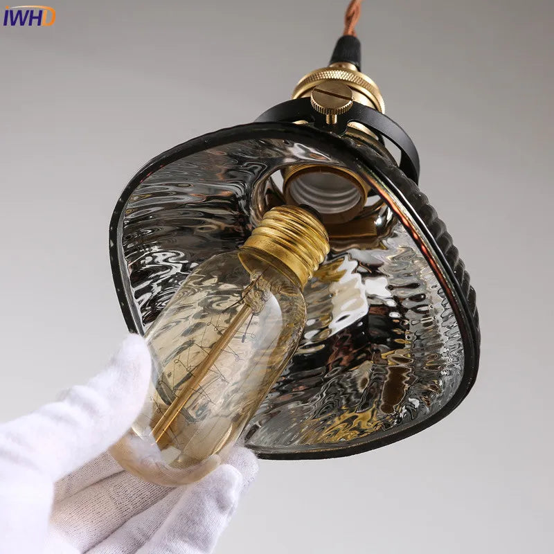 IWHD Glass Vintage Industrial Pendant Lighting Bar Restaurent LED Edison Bulb Light Fixtures Retro Loft Lamp Hanglamp