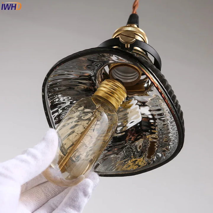 IWHD Glass Vintage Industrial Pendant Lighting Bar Restaurent LED Edison Bulb Light Fixtures Retro Loft Lamp Hanglamp