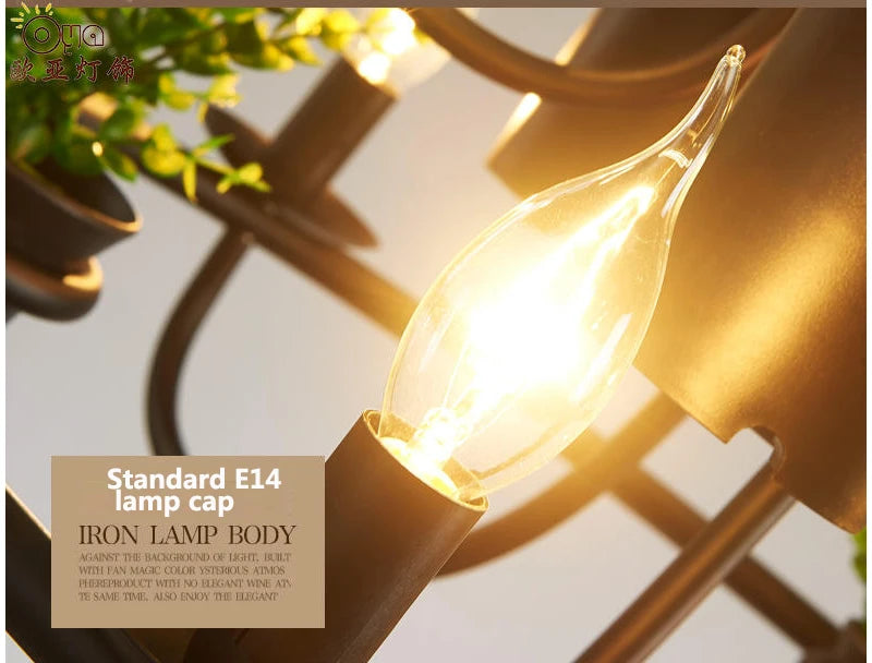 Vintage lamp Plant Flowerpot 4/7 Head Iron Pendant Lamp Art E14 Pendant Lamp