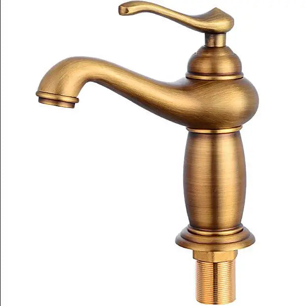 Bathroom Antique Bronze Finish Brass Basin Sink Solid Brass Faucets Single Handle Water Mixer Taps Bath Crane  ELFCT001