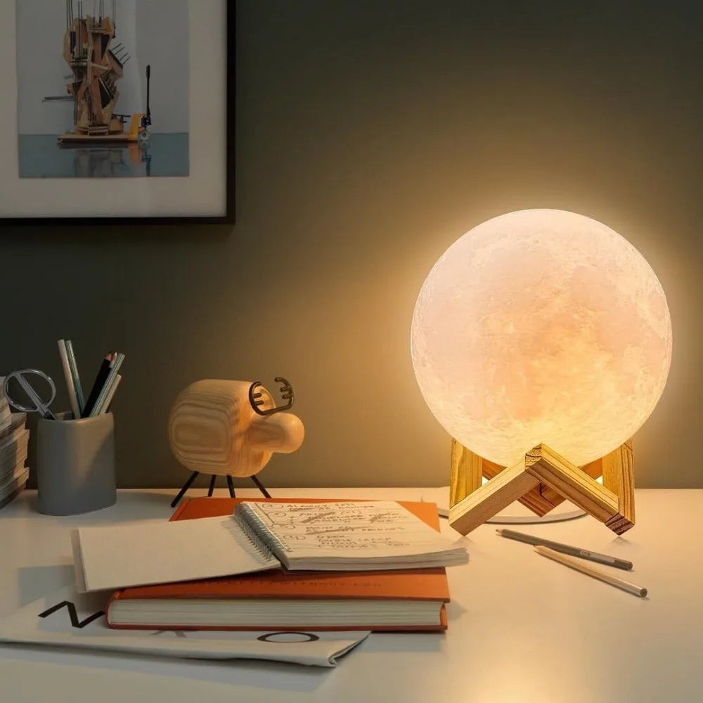 16 Colors LED Night Light For Kids 3D Printing Moon Light Remote Touch Control Moon Lamp