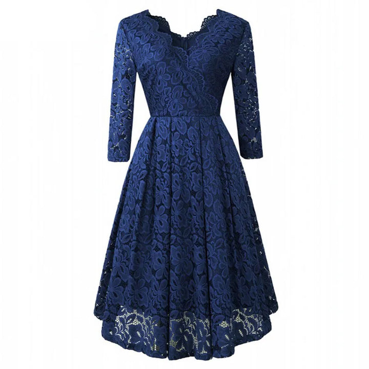 LSYCDS Elegant Sexy Dress for Women Vintage Lace Long Sleeve V Neck