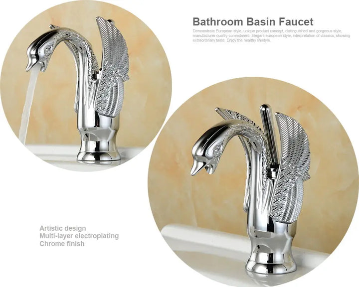 Bathroom Faucets Sink Mixer Cold And Hot Water Swan Style Single Handle Vanity Sink Mixer Crane Wash Basin Taps WB1025