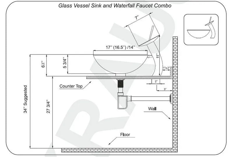 KEMAIDI Matte Black Bathroom Ceramic Washing Bowl Sink Above Counter Round Bathroom Sinks with Faucet Mixer Tap Set Deck Mounted