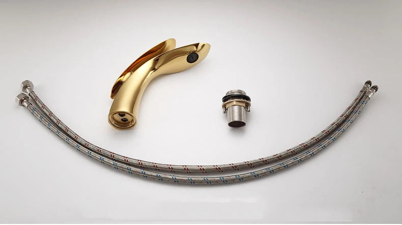 Basin Faucets Modern Rose Gold  Bathroom Faucet Waterfall Single Hole Cold and Hot Water Tap Basin Faucet Mixer Taps  XT-423