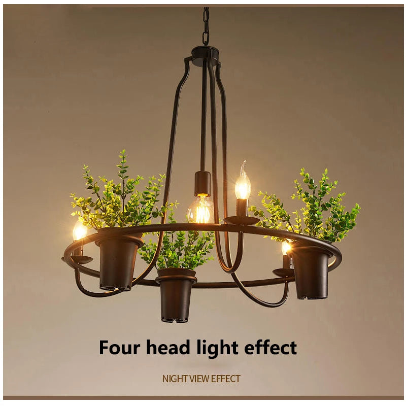 Vintage lamp Plant Flowerpot 4/7 Head Iron Pendant Lamp Art E14 Pendant Lamp
