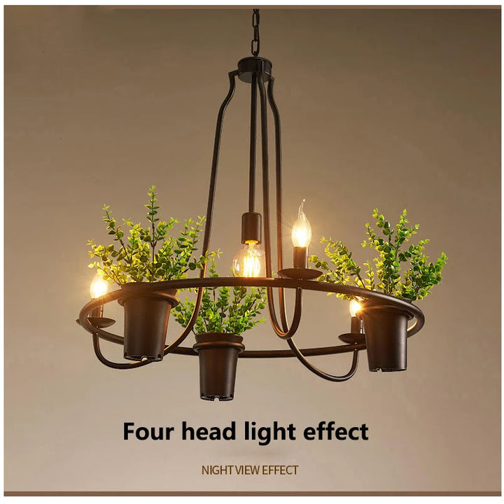 Vintage lamp Plant Flowerpot 4/7 Head Iron Pendant Lamp Art E14 Pendant Lamp