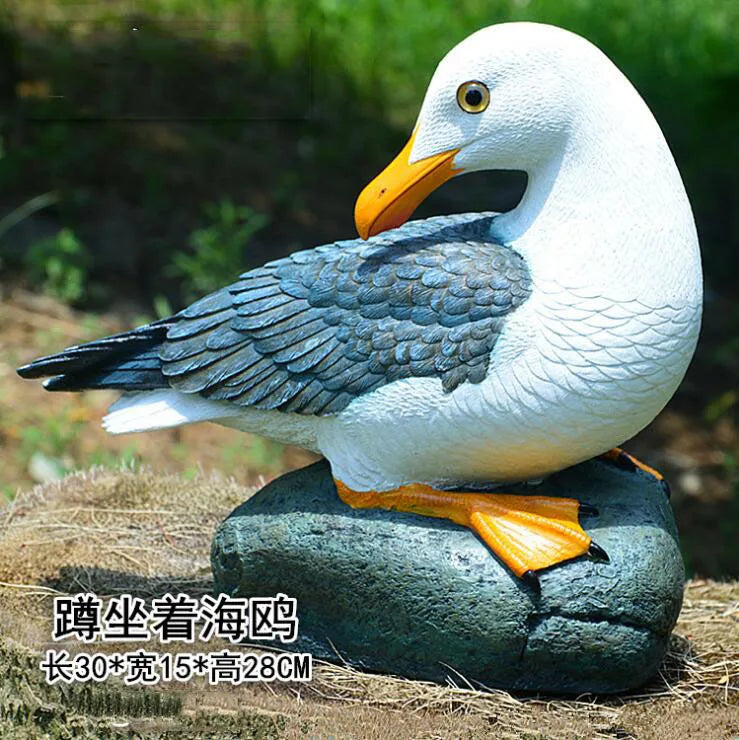 Outdoor Resin Seagull Birds Crafts Mediterranean style Ornaments Garden Simulation Animal Sculpture Accessories Decoration Art