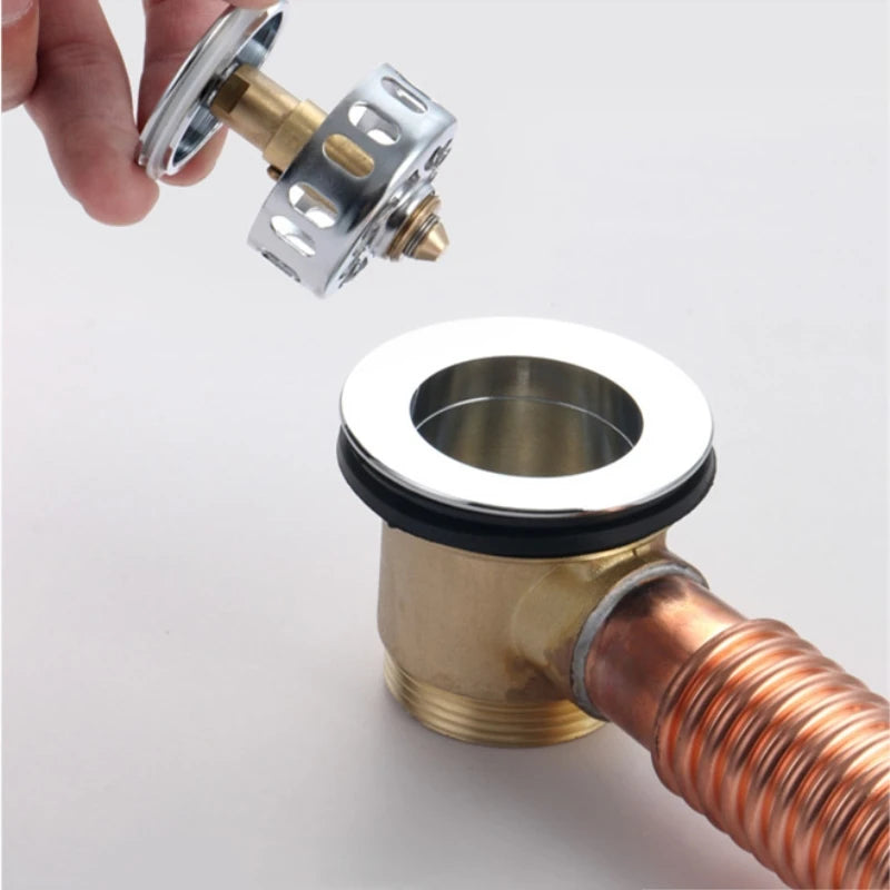 1PC Copper Rotary Bathtub Drain Water Removal Device Sewer Pipe Bathtub Drain Bath Waste and Overflow Floor Drain