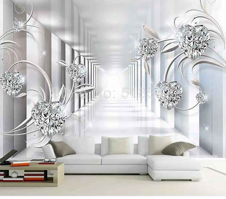 Custom Wall Mural Photo Wallpaper Non-woven 3D Abstract Space Flower Pattern Diamond Jewelry Living Room TV Backdrop Home Decor