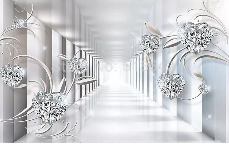 Custom Wall Mural Photo Wallpaper Non-woven 3D Abstract Space Flower Pattern Diamond Jewelry Living Room TV Backdrop Home Decor