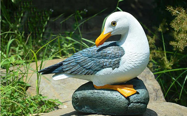 Outdoor Resin Seagull Birds Crafts Mediterranean style Ornaments Garden Simulation Animal Sculpture Accessories Decoration Art