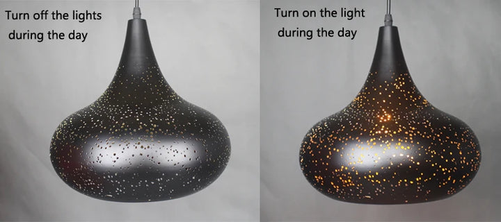 Vintage Pendant  Lamp Iron Loft Nordic Porous Retro E27 Etching Lampshade
