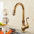 Antique Brushed Brass Kitchen Sink Faucets 360 Degree Swivel Porcelain Mixer Tap Crane Torneira Cozinha Faucet