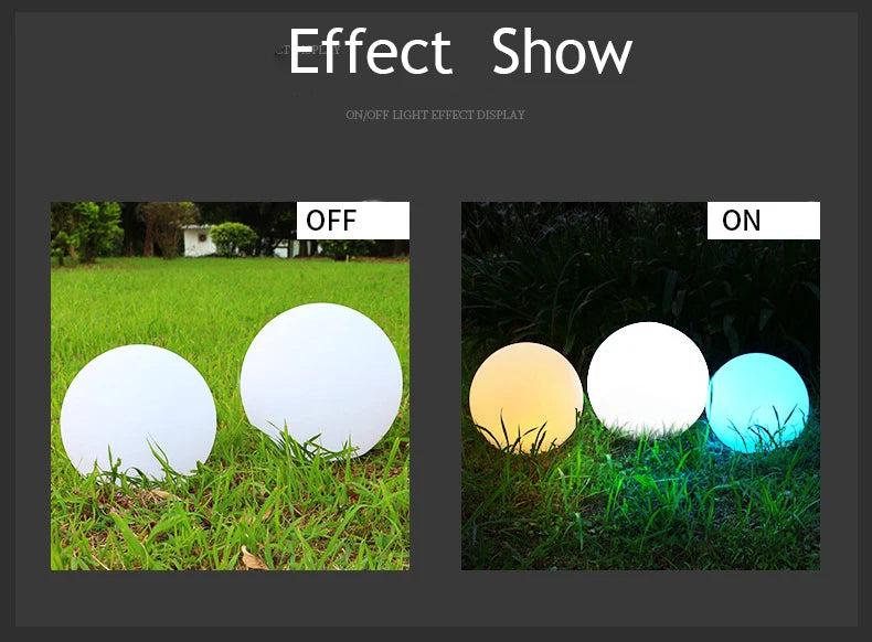 Garden Lights Outdoor LED Ball Lawn Lamp Waterproof Floating Courtyard Decoration Floor Path Landscape Ornament Color Lantern