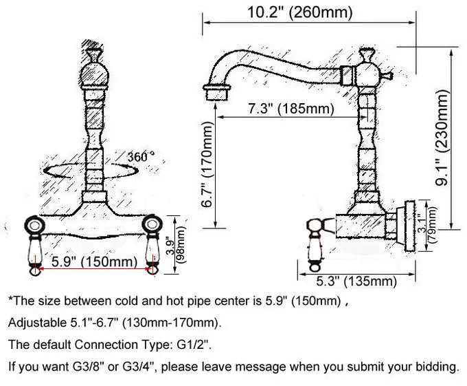 Swivel 360 Bathroom Bathtub Faucet Torneira Wall Mount Oil Rubbed Black Bronze Basin Sink Faucet Mixer Tap Knf836