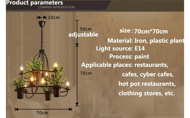 Vintage lamp Plant Flowerpot 4/7 Head Iron Pendant Lamp Art E14 Pendant Lamp