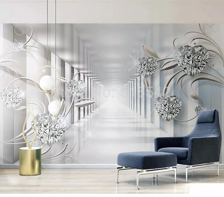 Custom Wall Mural Photo Wallpaper Non-woven 3D Abstract Space Flower Pattern Diamond Jewelry Living Room TV Backdrop Home Decor