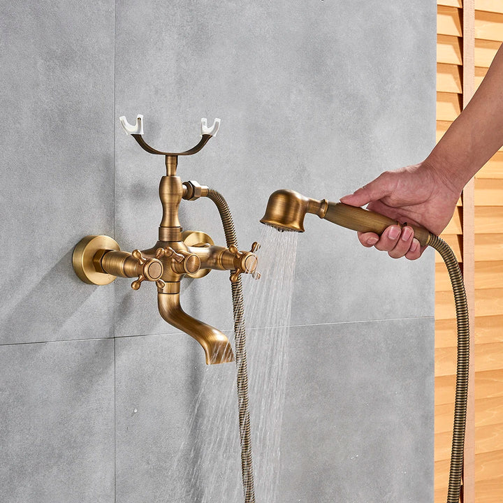 Luxury Golden Black Bathtub Faucet Mixer Tap Telephone Style With Sprayer Hand Shower Mixer Sets