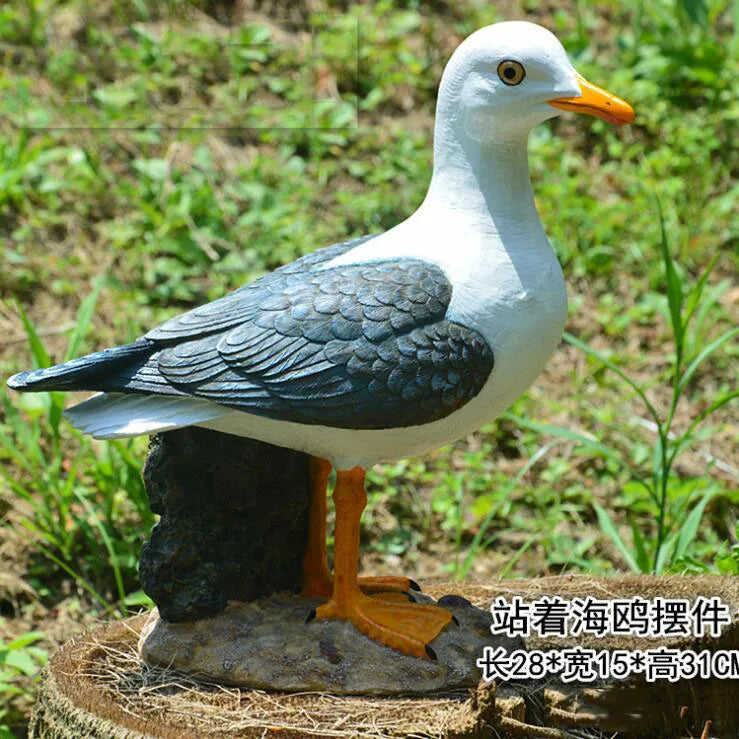 Outdoor Resin Seagull Birds Crafts Mediterranean style Ornaments Garden Simulation Animal Sculpture Accessories Decoration Art