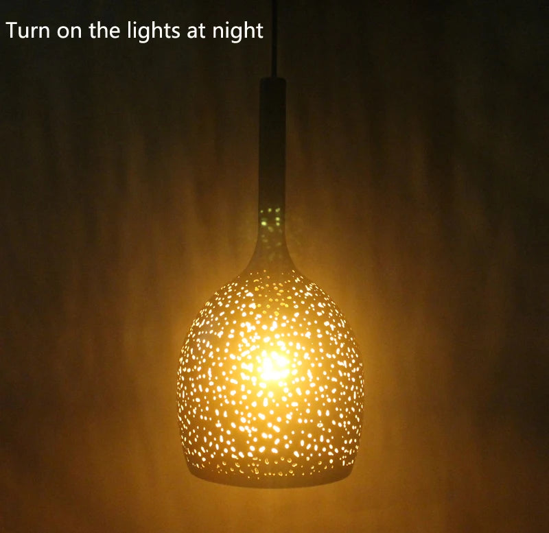 Vintage Pendant  Lamp Iron Loft Nordic Porous Retro E27 Etching Lampshade