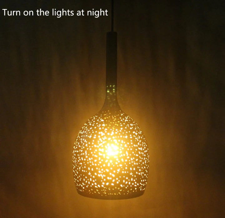 Vintage Pendant  Lamp Iron Loft Nordic Porous Retro E27 Etching Lampshade