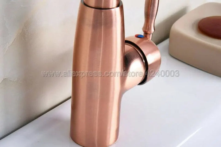 Red Copper Kitchen Faucet Black Brass Faucet 360 Degree Swivel Single Handle Vessel Sink Kitchen Mixer Tap Knf633