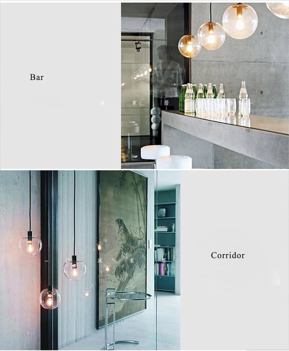 led e27 Nordic Iron Glass Bubble Minimalism LED Lamp LED Light.Pendant Lights.Pendant Lamp.