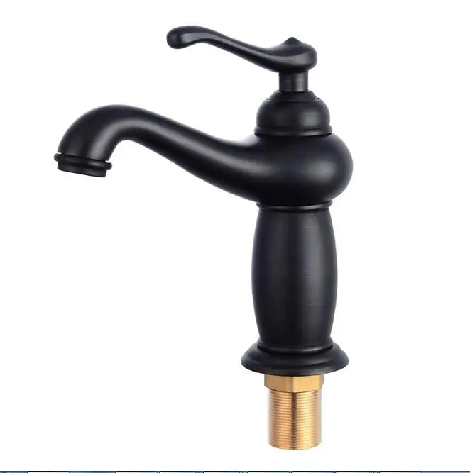 Bathroom Antique Bronze Finish Brass Basin Sink Solid Brass Faucets Single Handle Water Mixer Taps Bath Crane  ELFCT001