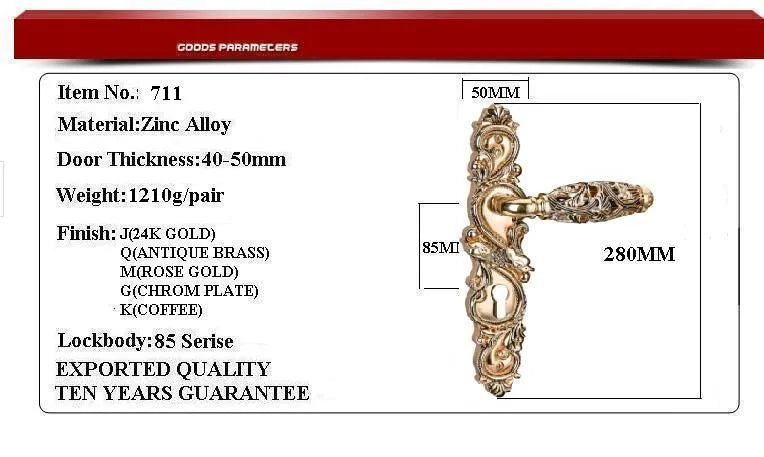 85 HOLLOW SPLIT DOOR LOCK--DOORHAND -ZINC ALLOY MATERIAL----DIFFERENT FROM NORMAL --